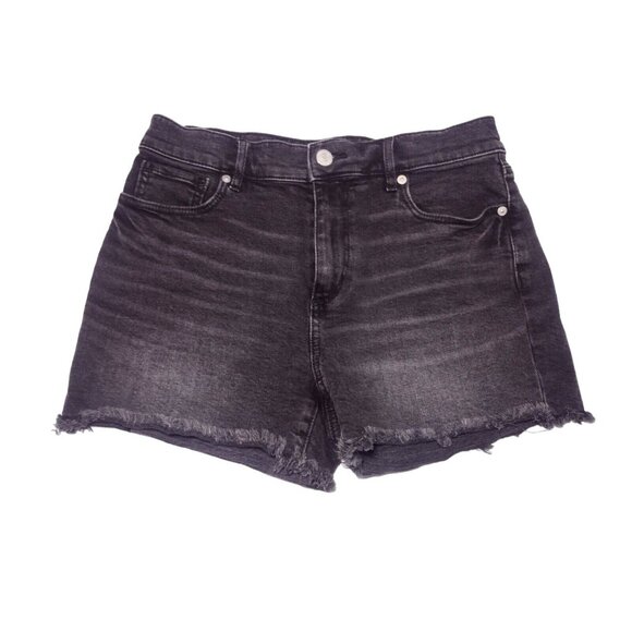 Made and Loved Loft High Waisted Denim Shorts Size 2/26 Black Frayed Hem Stretch - Picture 1 of 6